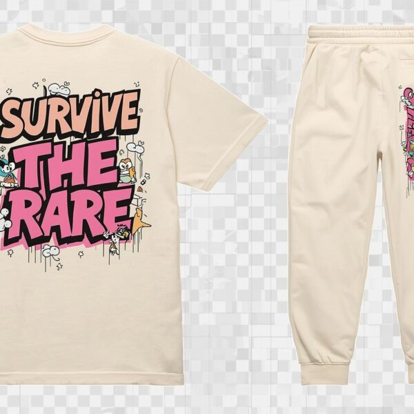 Cream Nebrya T-Shirt + 2 Joggers Set (3-Piece Limited Edition)